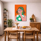 cuadro canvas ilustracion humana lentes menta estilo contemporaneo