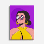 cuadro canvas ilustracion humana glam amarillo estilo contemporaneo