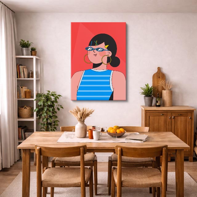 cuadro canvas ilustracion humana rayas de sol estilo contemporaneo