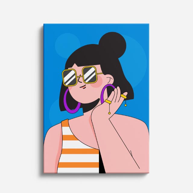 cuadro canvas ilustracion humana rayas pop estilo contemporaneo