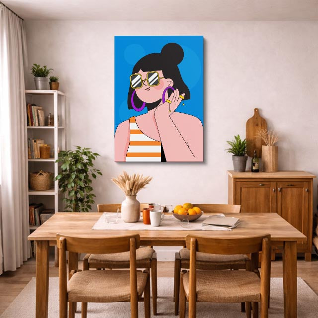 cuadro canvas ilustracion humana rayas pop estilo contemporaneo