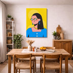 cuadro canvas ilustracion humana circulo dorado estilo contemporaneo