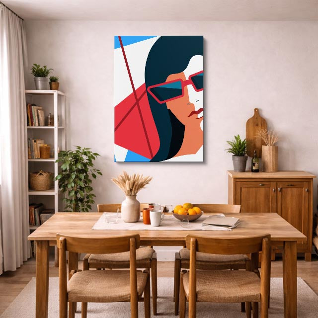 cuadro canvas ilustracion humana lentes carmesi estilo contemporaneo