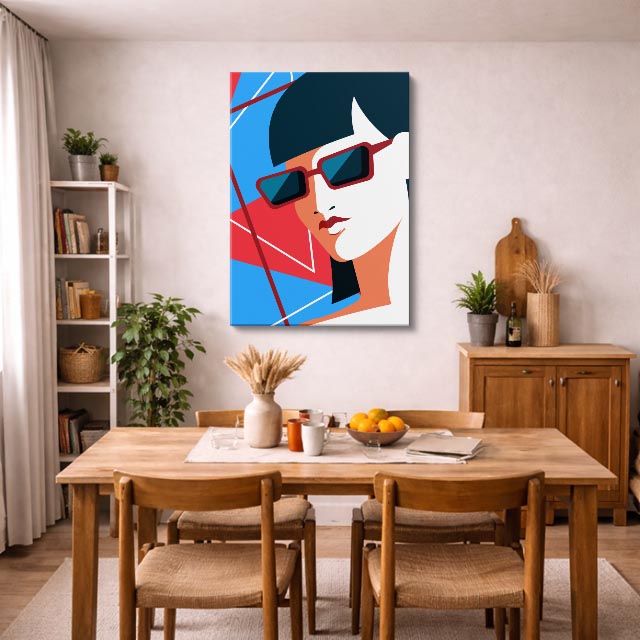 cuadro canvas ilustracion humana sombra geometrica estilo contemporaneo