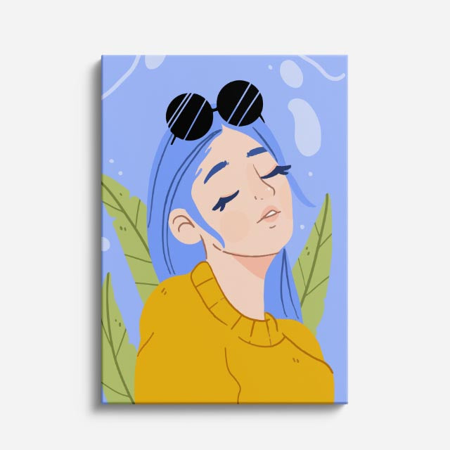 cuadro canvas ilustracion humana sueno celeste estilo contemporaneo