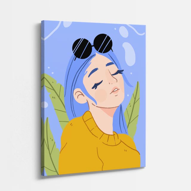 cuadro canvas ilustracion humana sueno celeste estilo contemporaneo