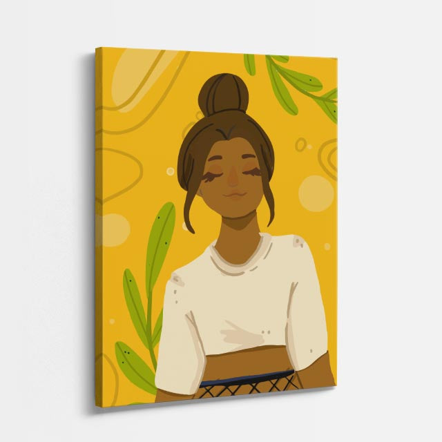 cuadro canvas ilustracion humana sombrero miel estilo contemporaneo