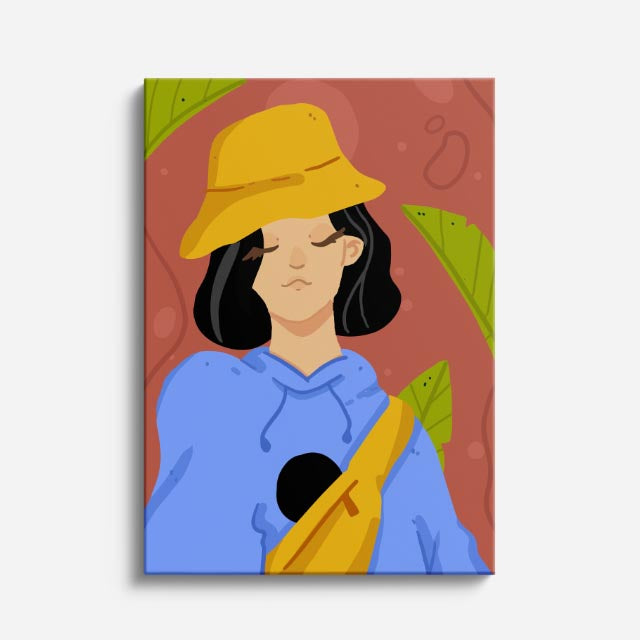 cuadro canvas ilustracion humana bucket azul estilo contemporaneo
