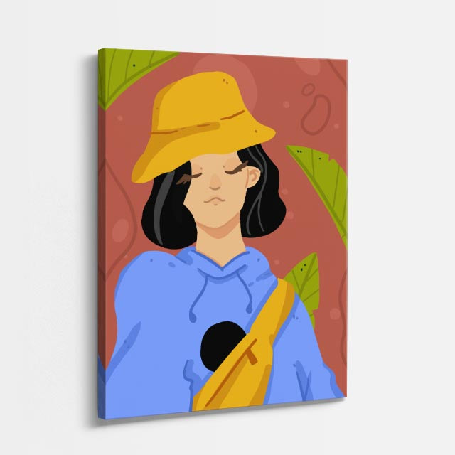 cuadro canvas ilustracion humana bucket azul estilo contemporaneo