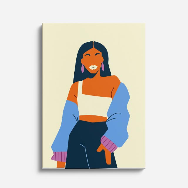 cuadro canvas ilustracion humana bloque coral estilo contemporaneo