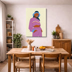 cuadro canvas ilustracion humana sueter lila estilo contemporaneo