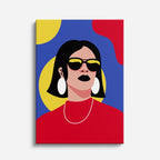 cuadro canvas ilustracion humana rojo cobalto estilo contemporaneo