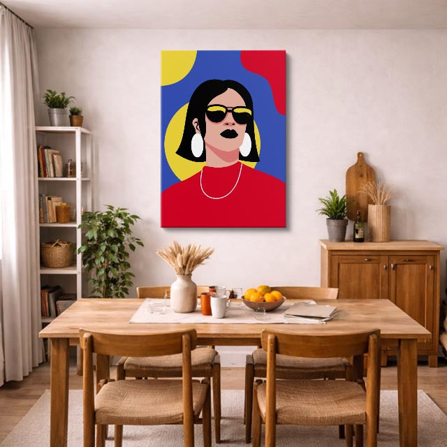 cuadro canvas ilustracion humana rojo cobalto estilo contemporaneo
