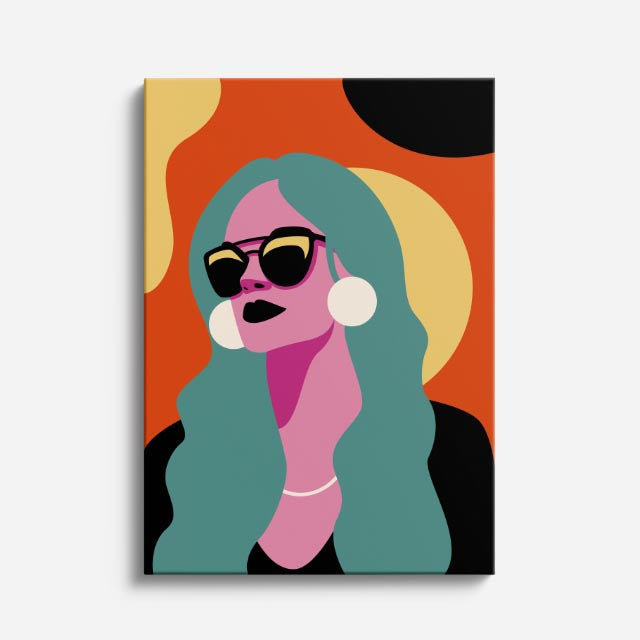 cuadro canvas ilustracion humana cabello turquesa estilo contemporaneo