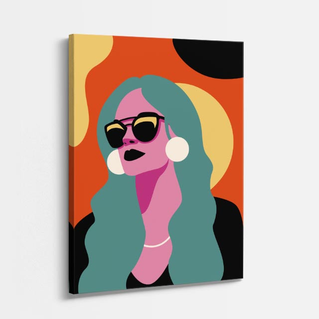 cuadro canvas ilustracion humana cabello turquesa estilo contemporaneo