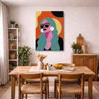 cuadro canvas ilustracion humana cabello turquesa estilo contemporaneo