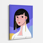 cuadro canvas ilustracion humana aretes violetas estilo contemporaneo