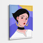 cuadro canvas ilustracion humana lazo dorado estilo contemporaneo