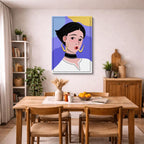 cuadro canvas ilustracion humana lazo dorado estilo contemporaneo