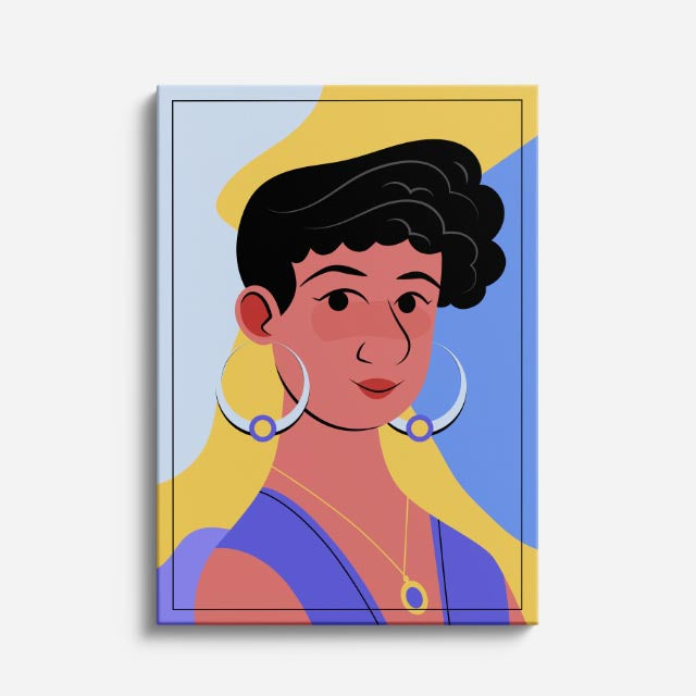 cuadro canvas ilustracion humana aros lavanda estilo contemporaneo