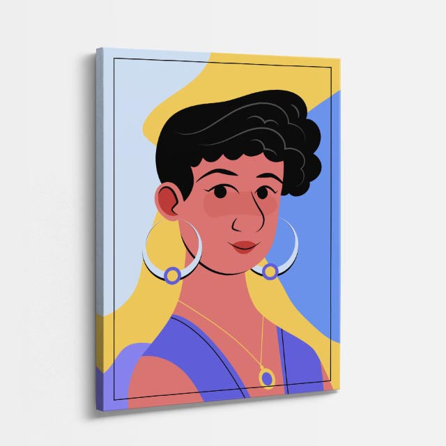 cuadro canvas ilustracion humana aros lavanda estilo contemporaneo