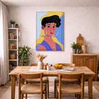 cuadro canvas ilustracion humana aros lavanda estilo contemporaneo