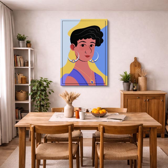 cuadro canvas ilustracion humana aros lavanda estilo contemporaneo