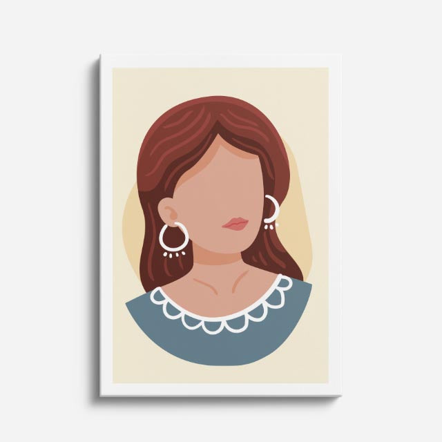 cuadro canvas ilustracion humana cuello perla estilo contemporaneo