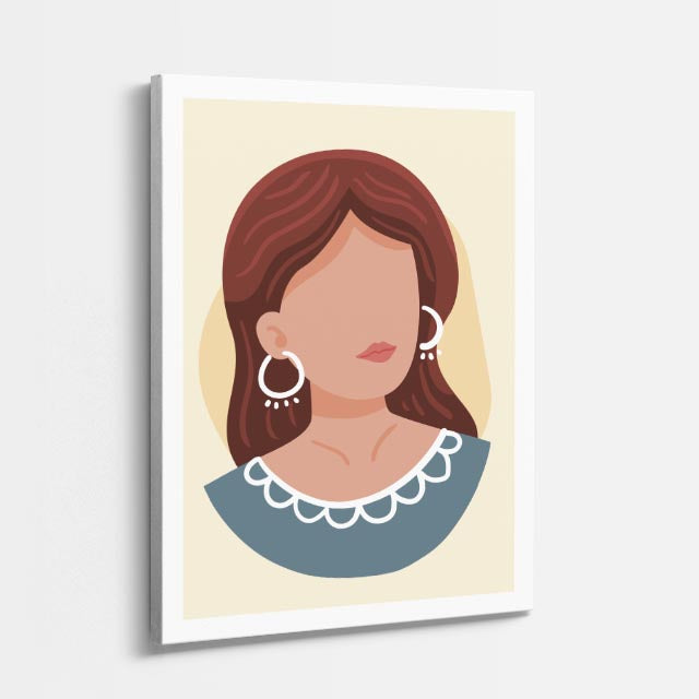 cuadro canvas ilustracion humana cuello perla estilo contemporaneo