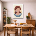 cuadro canvas ilustracion humana cuello perla estilo contemporaneo