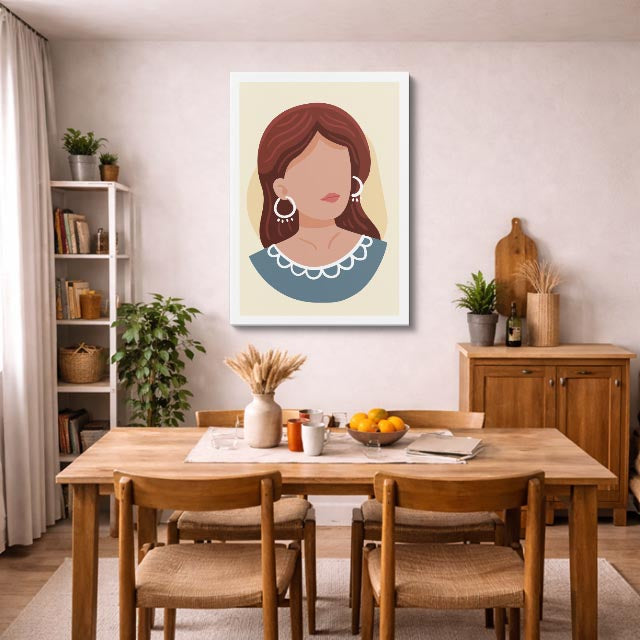 cuadro canvas ilustracion humana cuello perla estilo contemporaneo