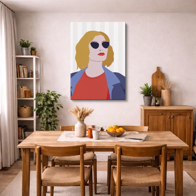 cuadro canvas ilustracion humana rubia urbana estilo contemporaneo