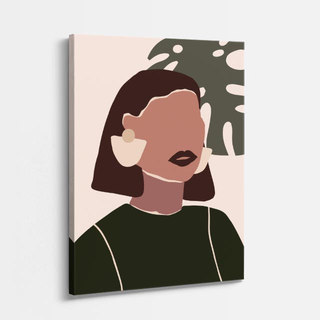 cuadro canvas ilustracion humana perfil oliva estilo contemporaneo