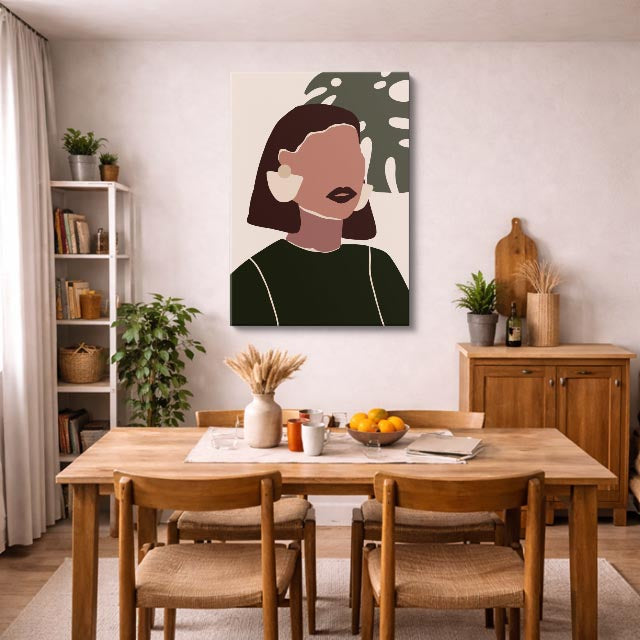 cuadro canvas ilustracion humana perfil oliva estilo contemporaneo