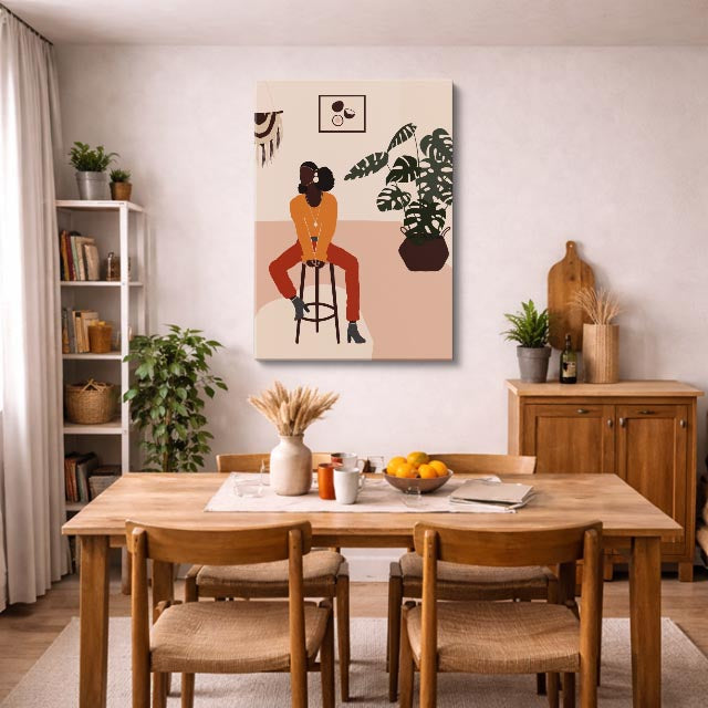 cuadro canvas ilustracion humana interior terracota estilo contemporaneo