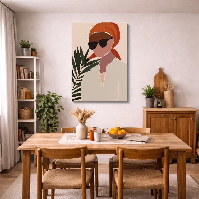 cuadro canvas ilustracion humana sombrero siena estilo contemporaneo