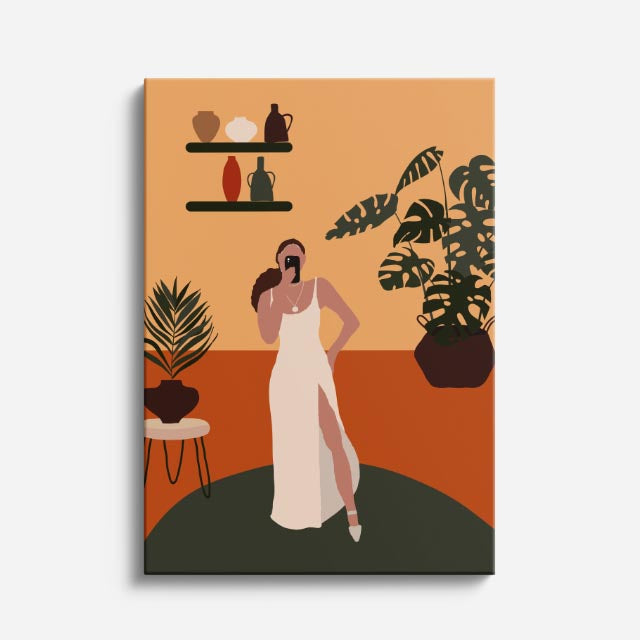 cuadro canvas ilustracion humana casa botanica estilo contemporaneo