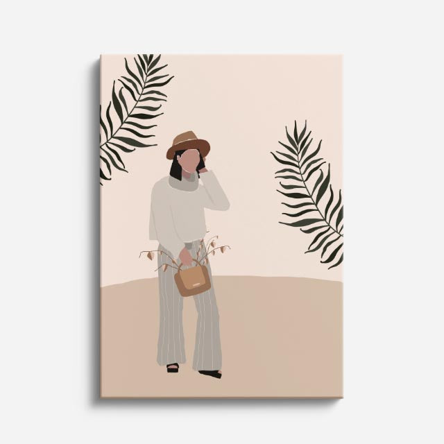 cuadro canvas ilustracion humana paseo desierto estilo contemporaneo
