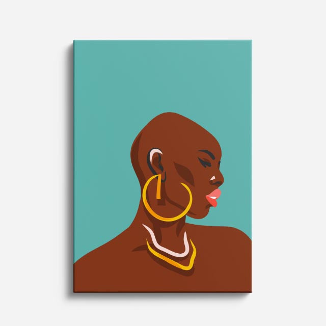 cuadro canvas ilustracion humana aros dorados estilo contemporaneo