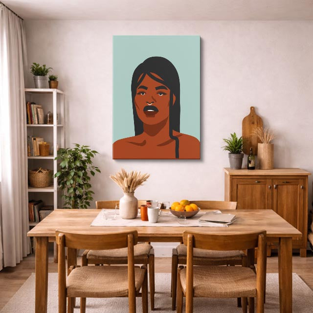 cuadro canvas ilustracion humana mirada canela estilo contemporaneo