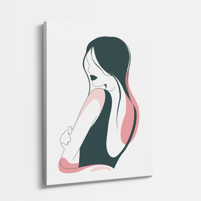 cuadro canvas ilustracion humana espalda serena estilo contemporaneo