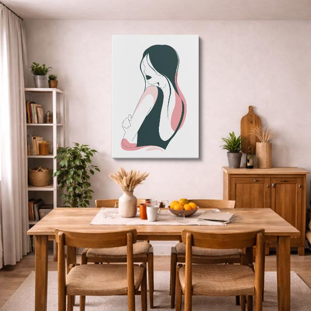 cuadro canvas ilustracion humana espalda serena estilo contemporaneo