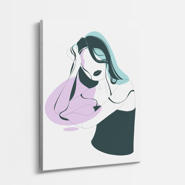 cuadro canvas ilustracion humana velo malva estilo contemporaneo