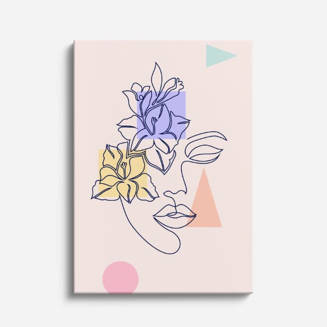 cuadro canvas ilustracion humana rostro floral estilo contemporaneo