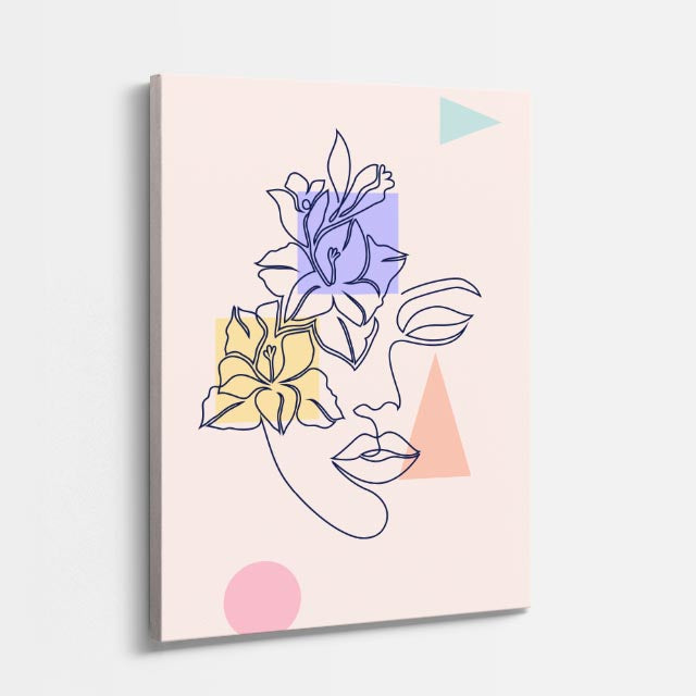 cuadro canvas ilustracion humana rostro floral estilo contemporaneo