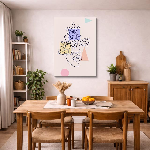 cuadro canvas ilustracion humana rostro floral estilo contemporaneo