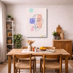 cuadro canvas ilustracion humana geometria rosa estilo contemporaneo