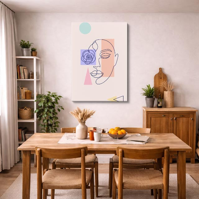 cuadro canvas ilustracion humana geometria rosa estilo contemporaneo