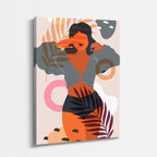 cuadro canvas ilustracion humana tropical vibrante estilo contemporaneo
