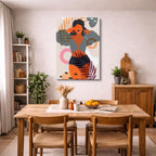 cuadro canvas ilustracion humana tropical vibrante estilo contemporaneo
